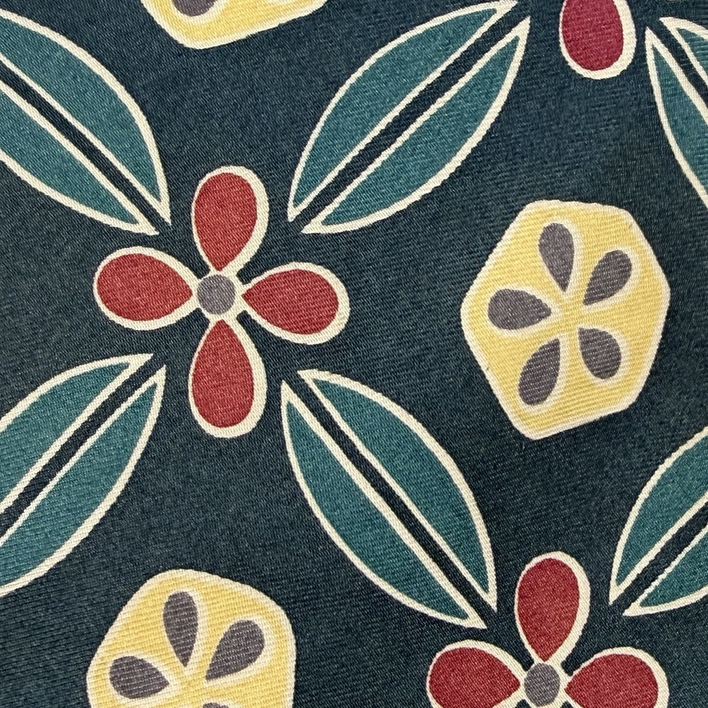 Vintage Lands' End 100% Silk Floral Geometric Necktie USA Hand Sewn Tie 62x3.6" - Picture 2 of 7